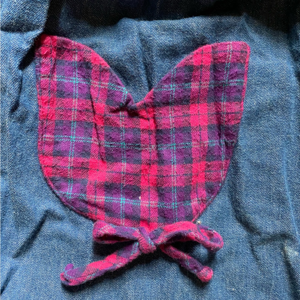 Vintage Kate Greenaway Girl’s Size 5 Denim Plaid Flannel Dress Collar USA Cotton - Picture 4 of 9